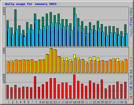 Daily usage for January 2023