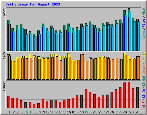 Daily usage for August 2023