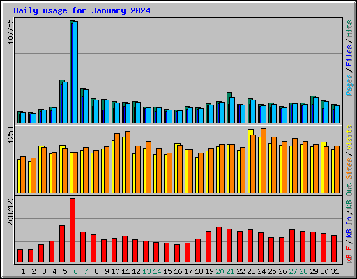 Daily usage for January 2024
